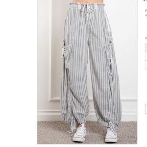 #116 Striped Gray Track Pants for Women